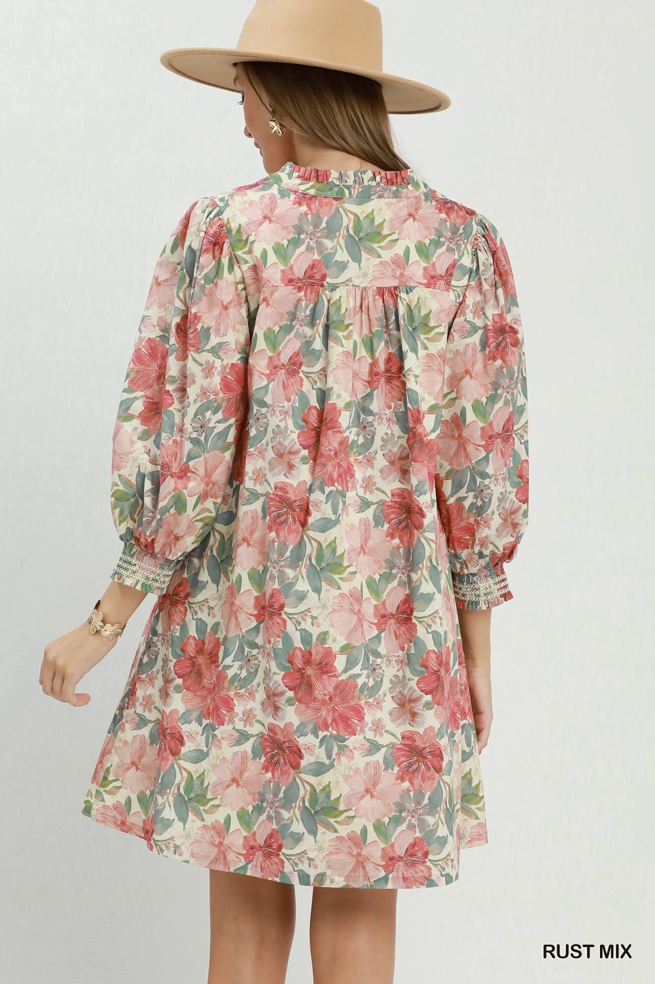 Coral & Teal Blossom Dress