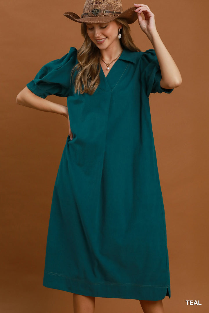 Whispering Waves Teal Dress