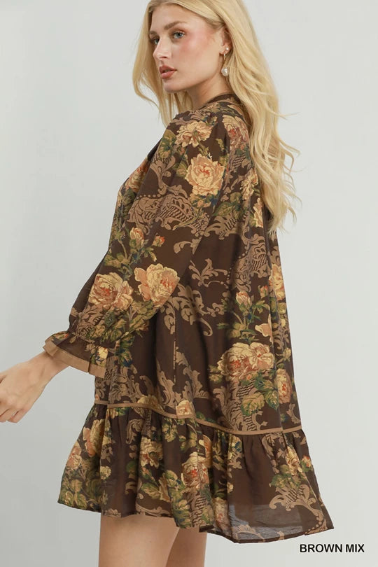 Autumn Shadow Floral Dress