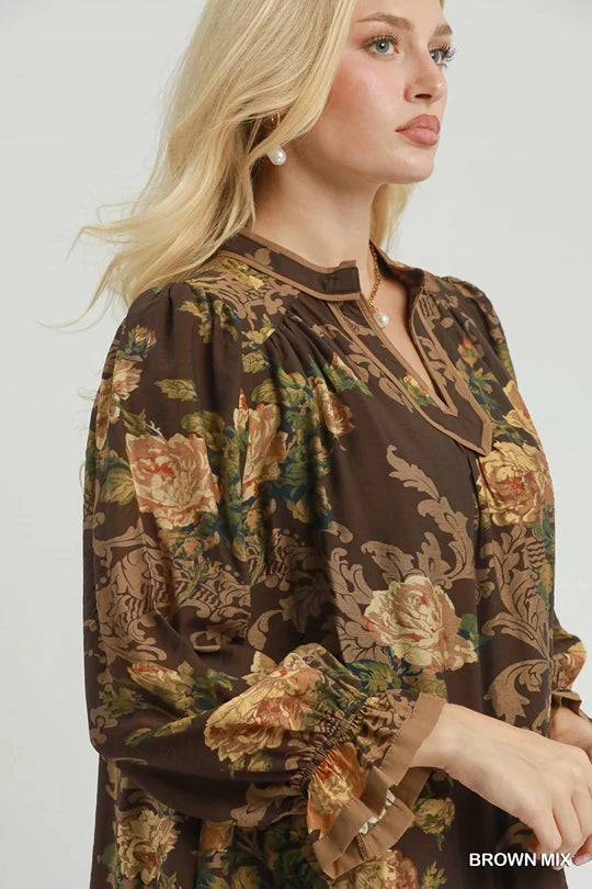 Autumn Shadow Floral Dress