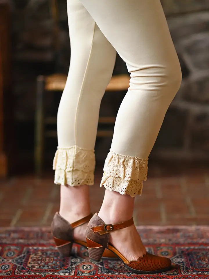 Happy Hem Cream Leggings by April Cornell