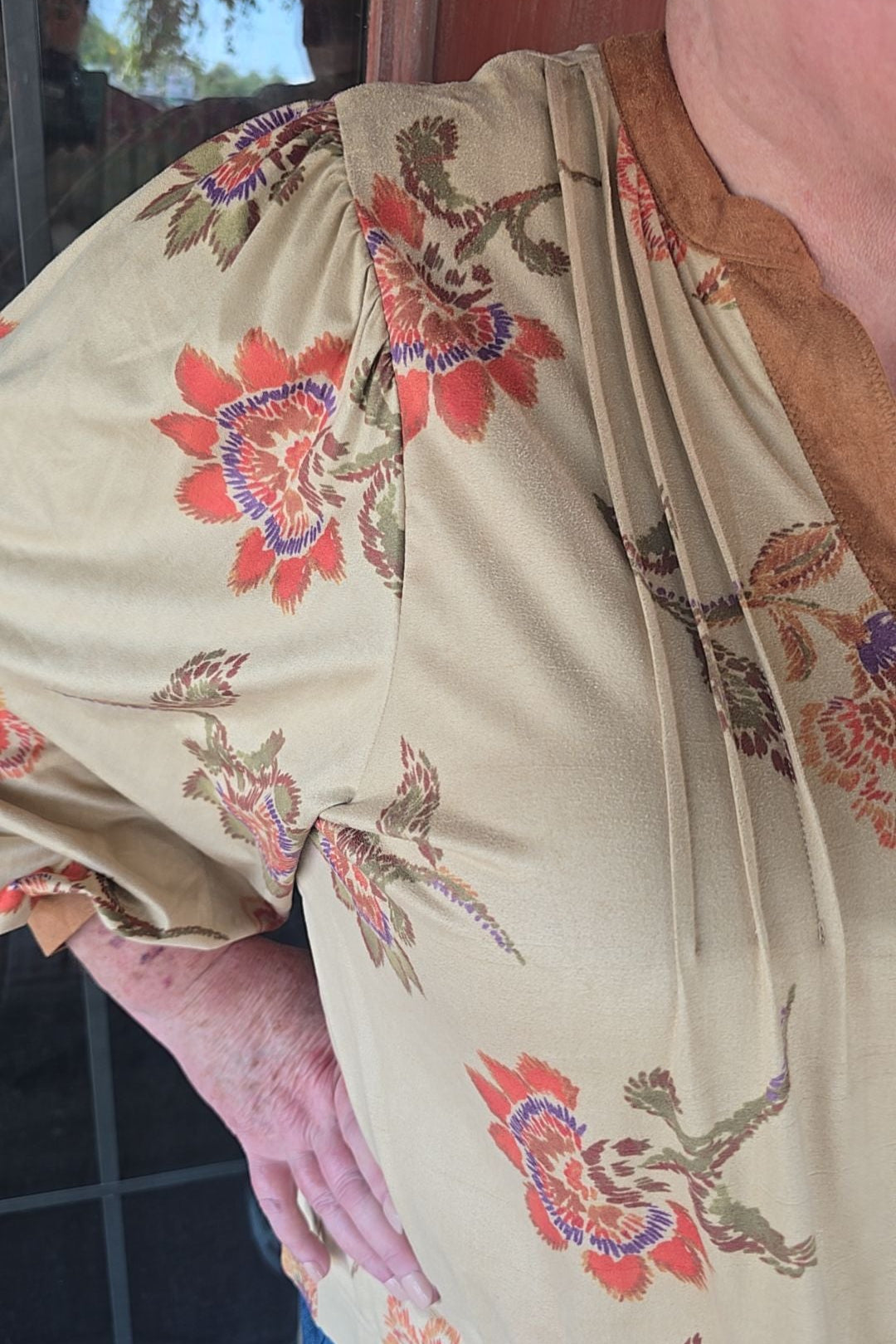 Rustic Blossom Suede Blouse