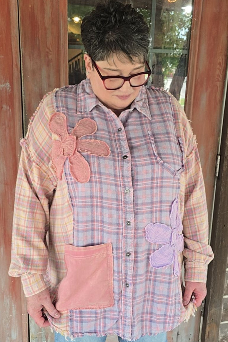 Plaid Daisy Cotton Blouse