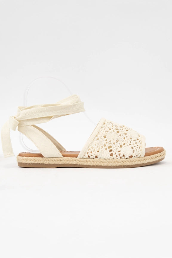 Renata Cotton Macrame Upper Lace Up Sandals