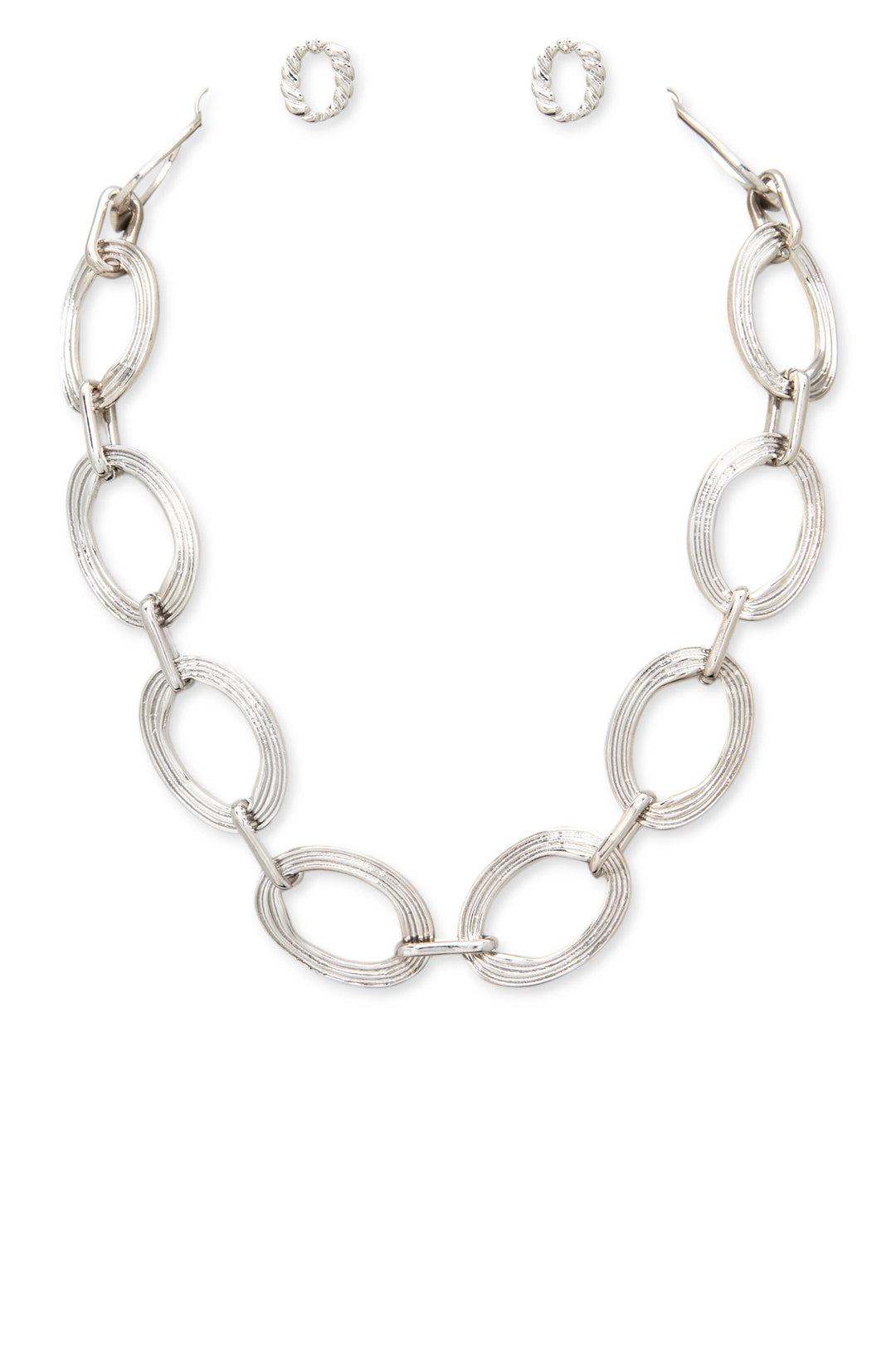 Silver Serenity Oval Link Necklace