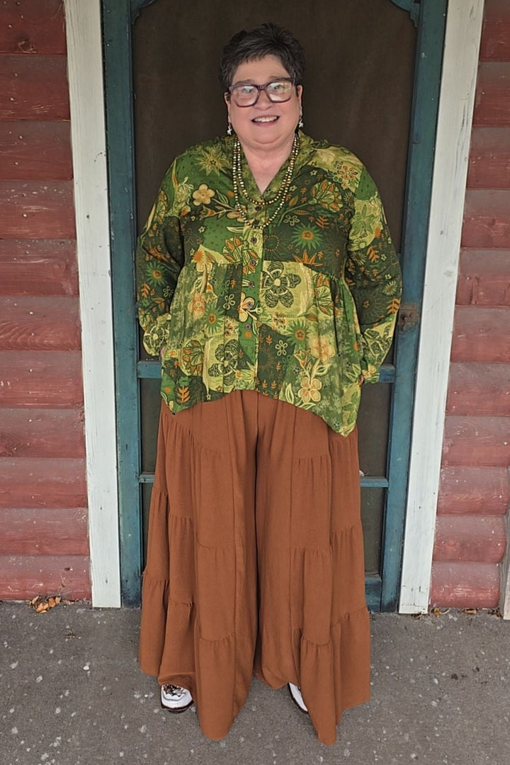 Chestnut Tiered Palazzo Pants