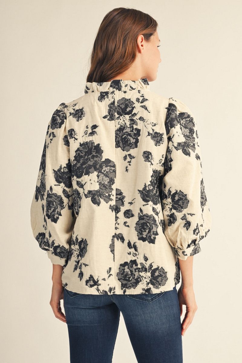 Ivory &amp; Noir Floral Blouse