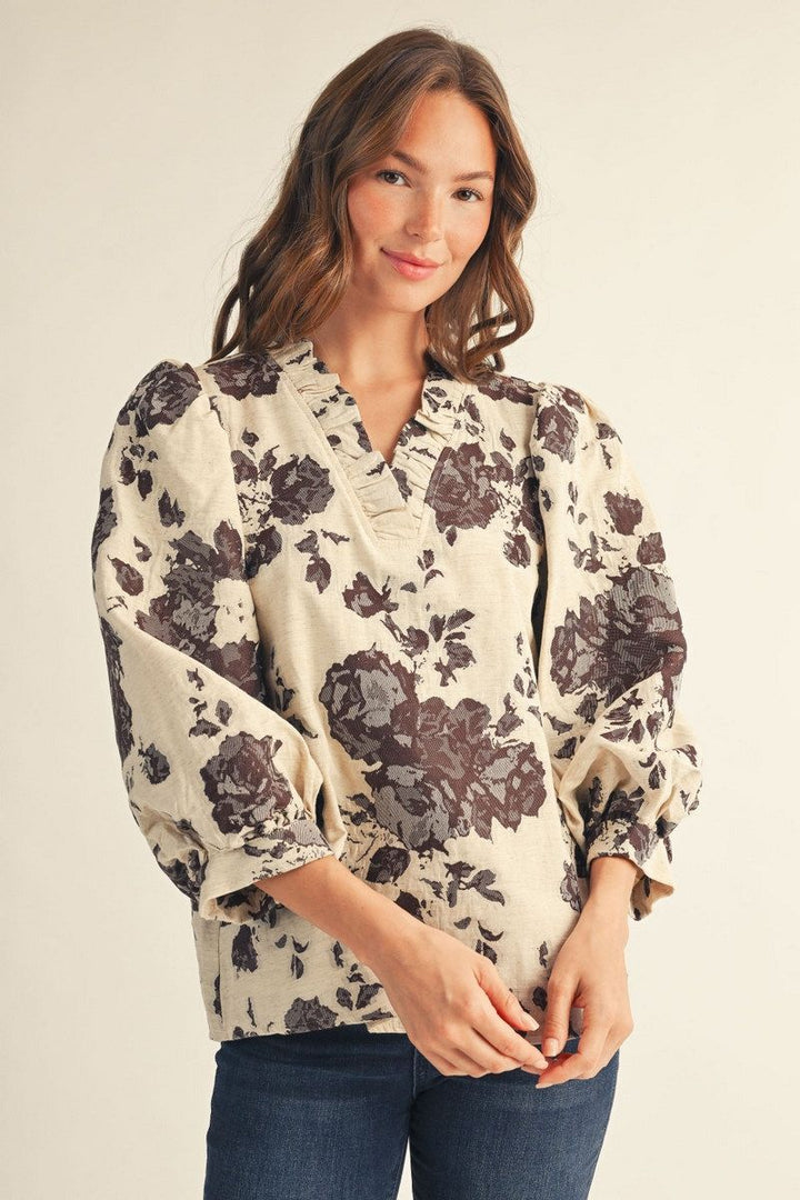 Ivory &amp; Noir Floral Blouse