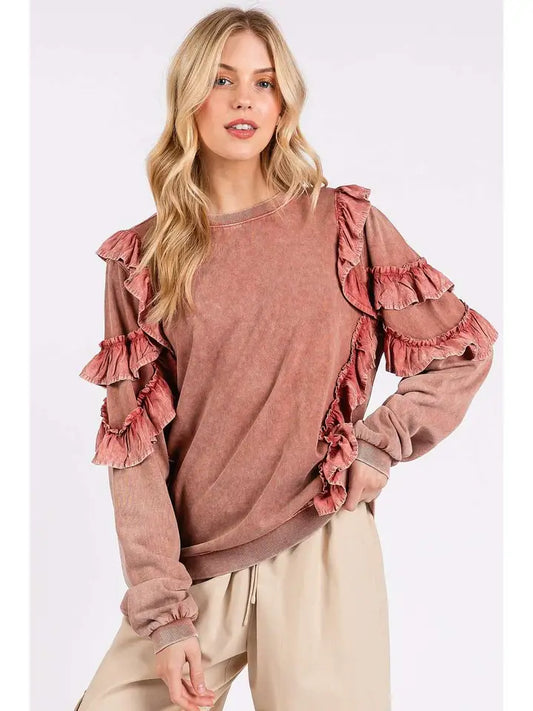 Antique Rose Ruffle Sweatshirt