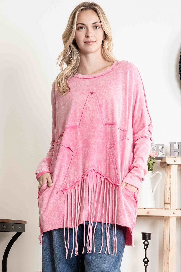 Pink Stardust Fringe Top