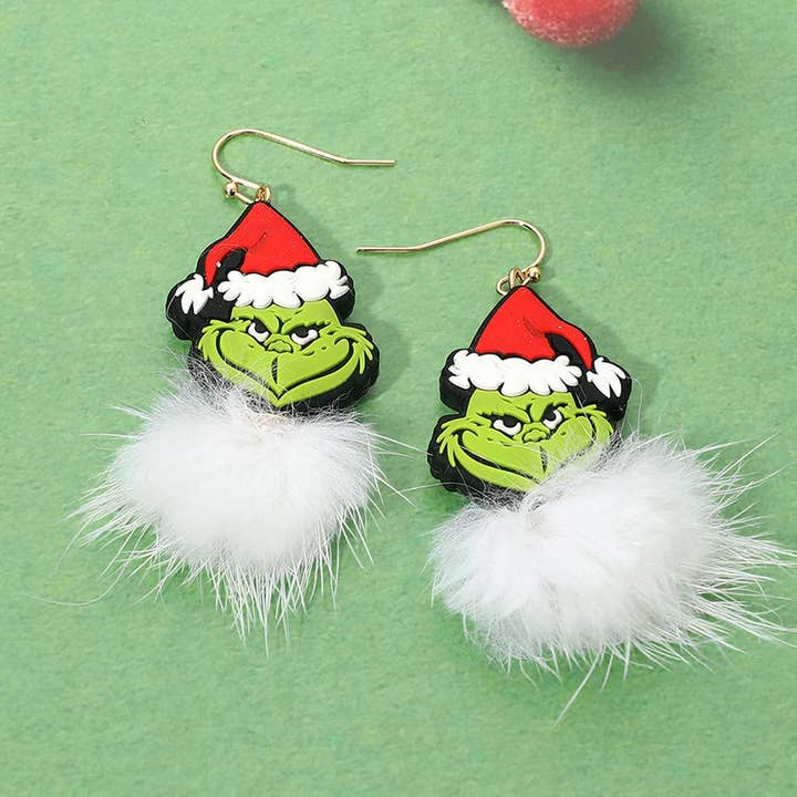 Grinchy Pom Pom Earrings
