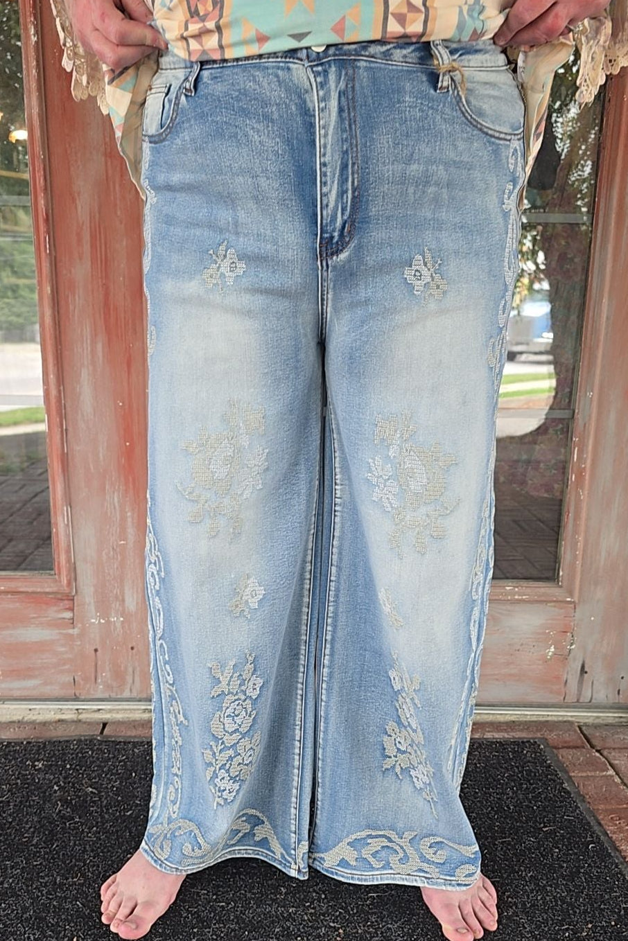 Lattice Stitch Jeans