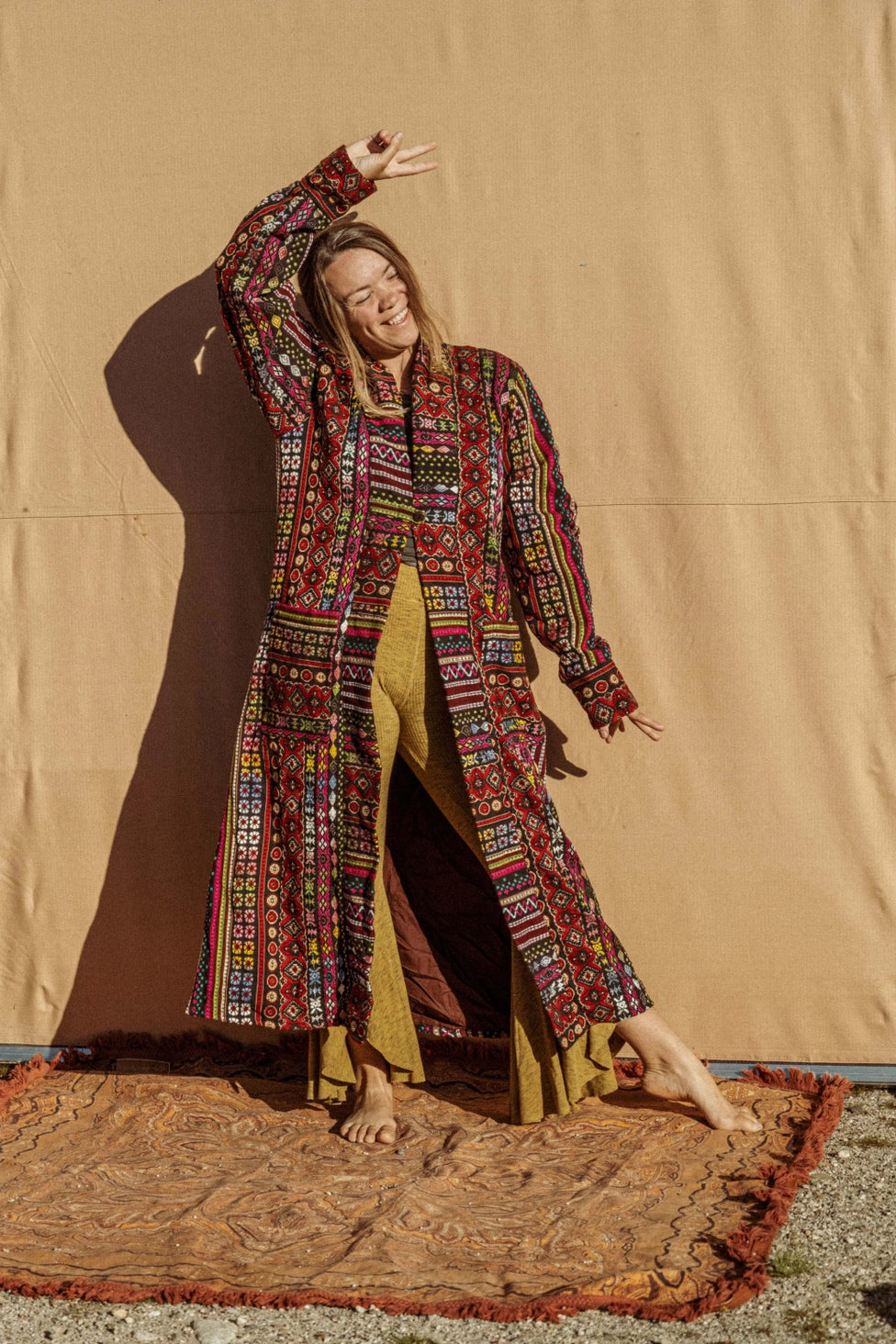 Technicolor Tapestry Trench Coat