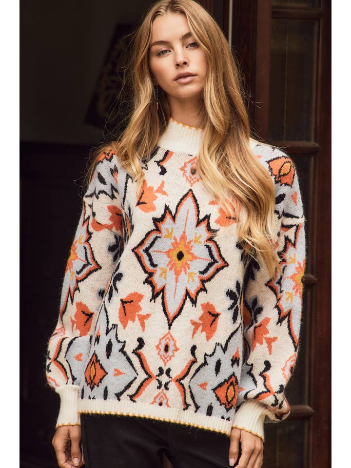 Ivory Sky Mosaic Sweater