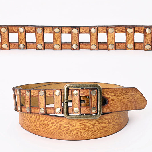 Picket Fence Brown Leather Belt