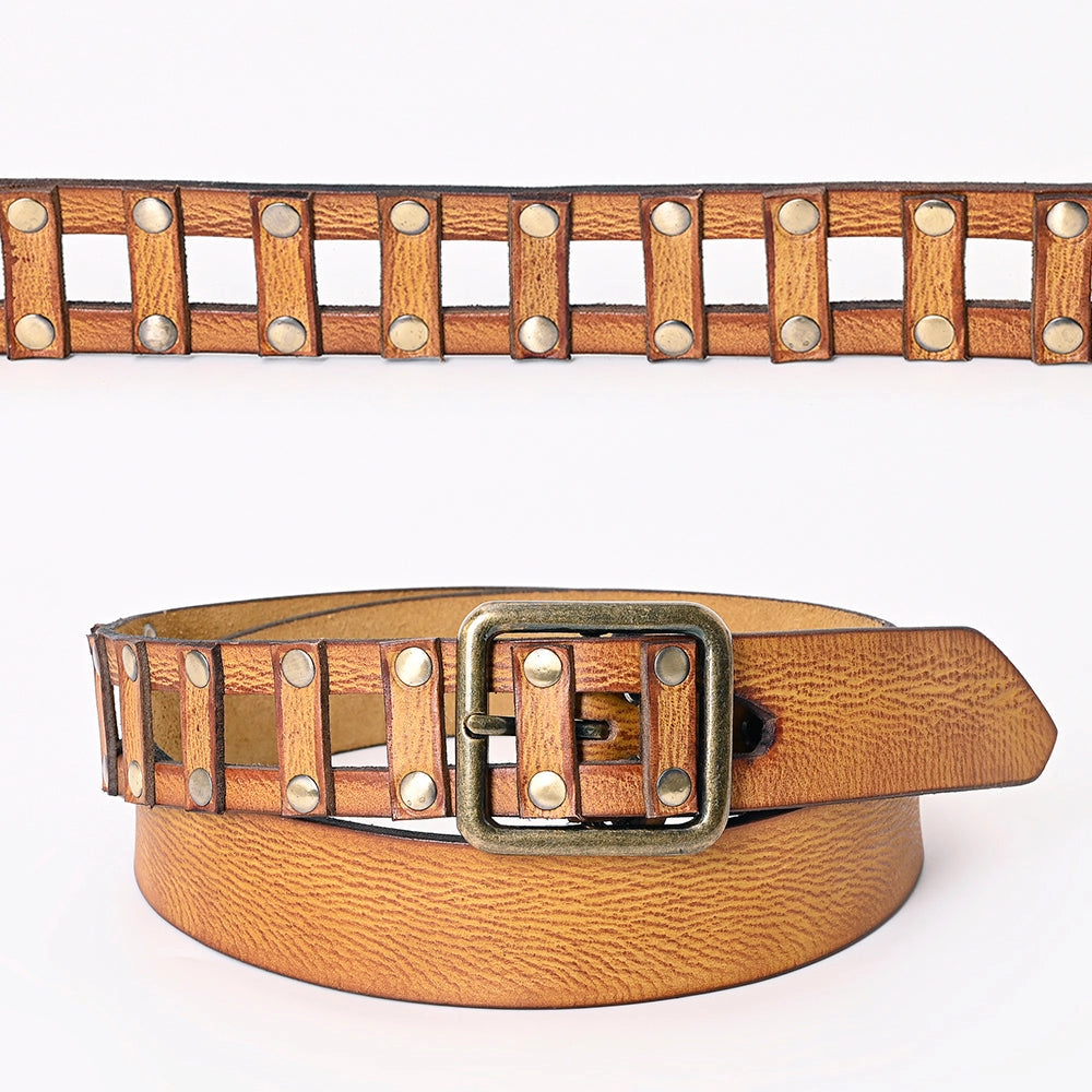 Picket Fence Brown Leather Belt