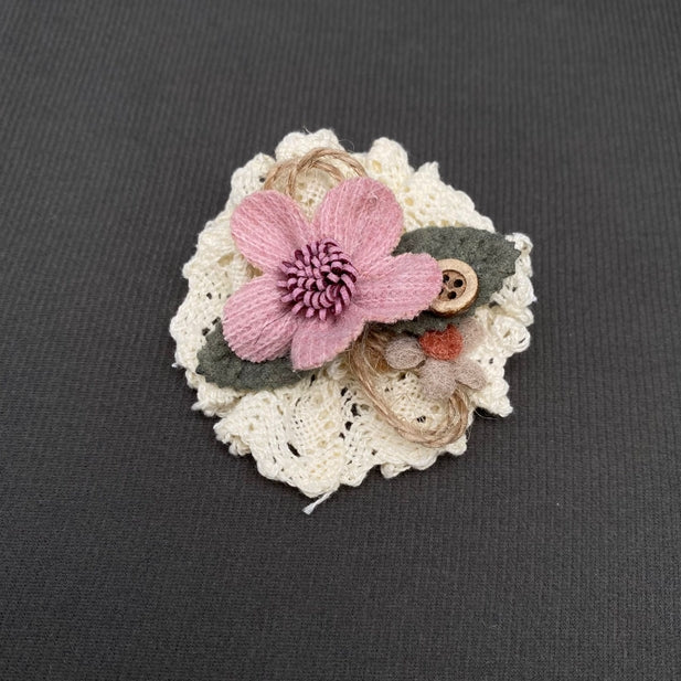 Dusty Rose &amp; Cream Blossom Brooch