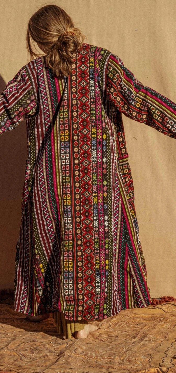 Technicolor Tapestry Trench Coat