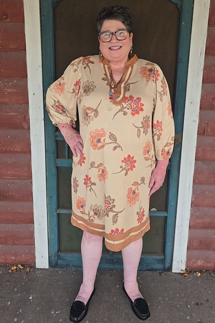 Rustic Blossom Suede Dress