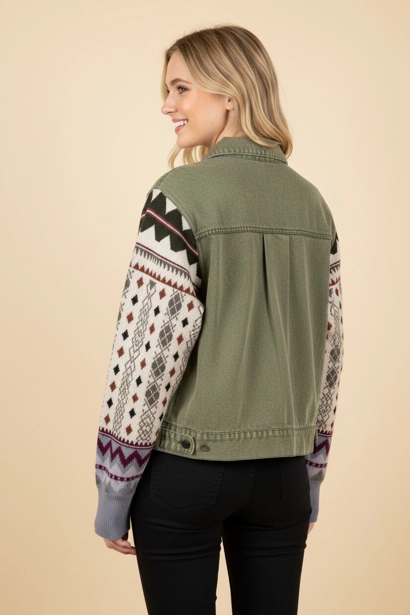 Misty Sage Sweater Sleeve Jacket