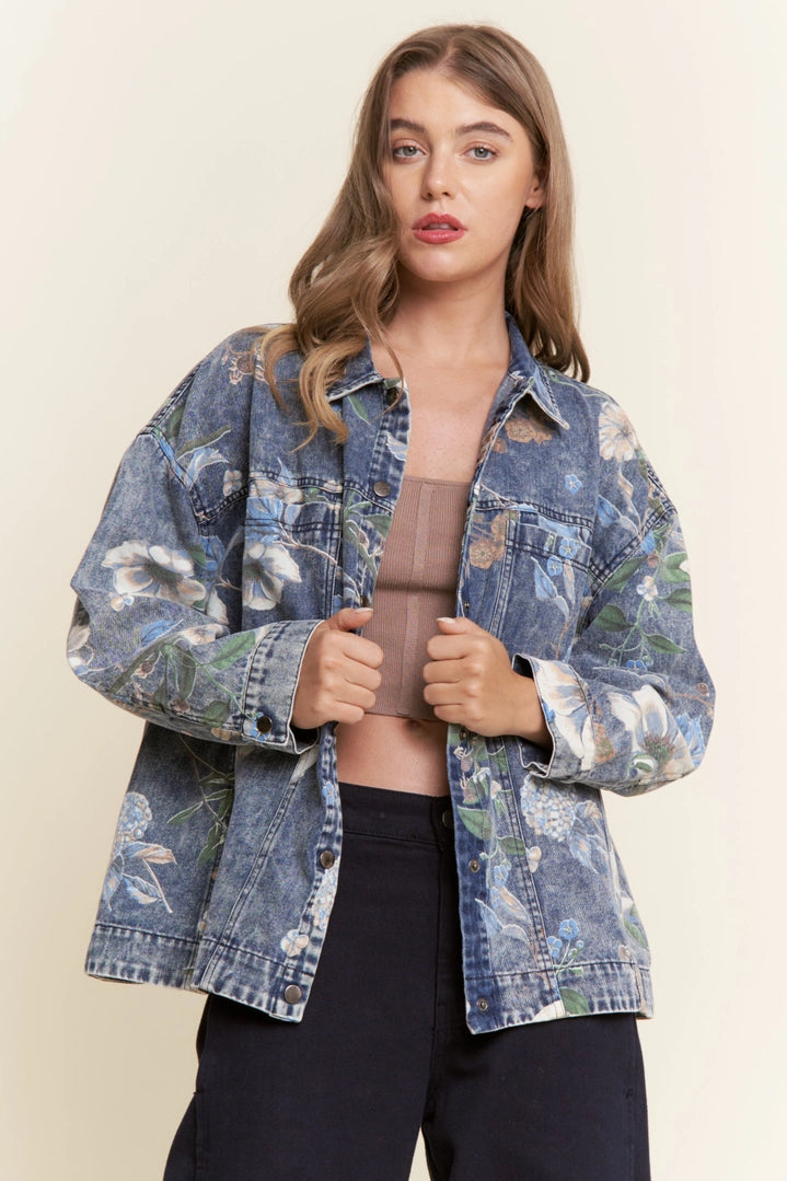 Blossom Blooms Denim Shacket