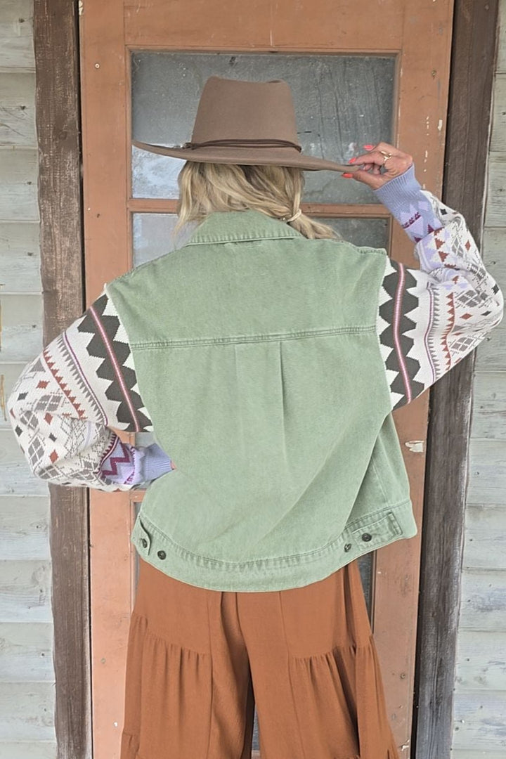 Misty Sage Sweater Sleeve Jacket