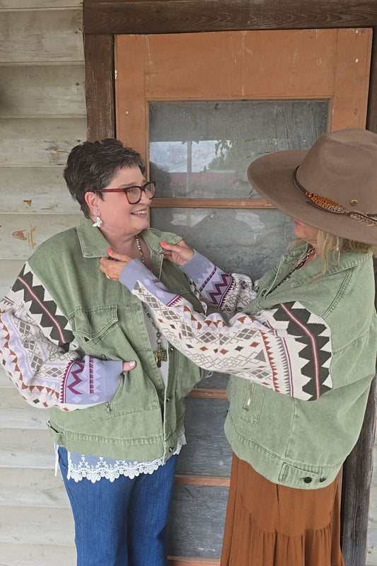 Misty Sage Sweater Sleeve Jacket