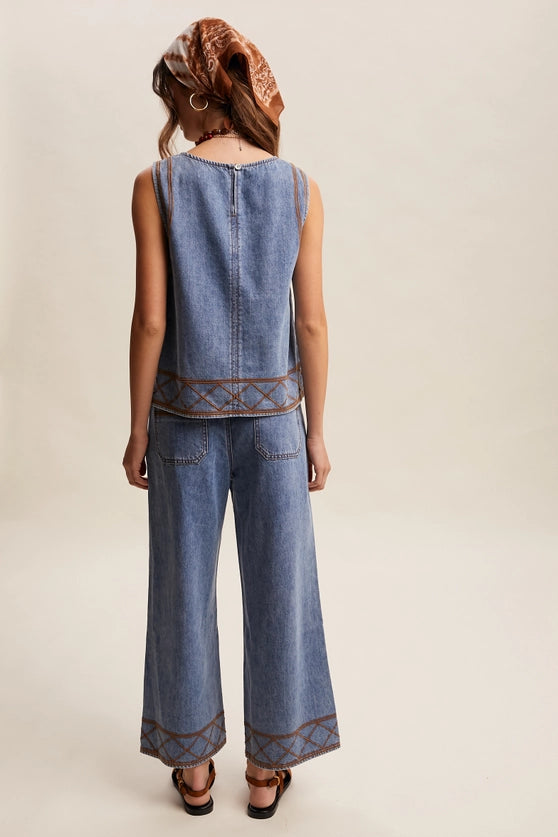 Desert Dreamer Drift Blue Wide Leg Pants