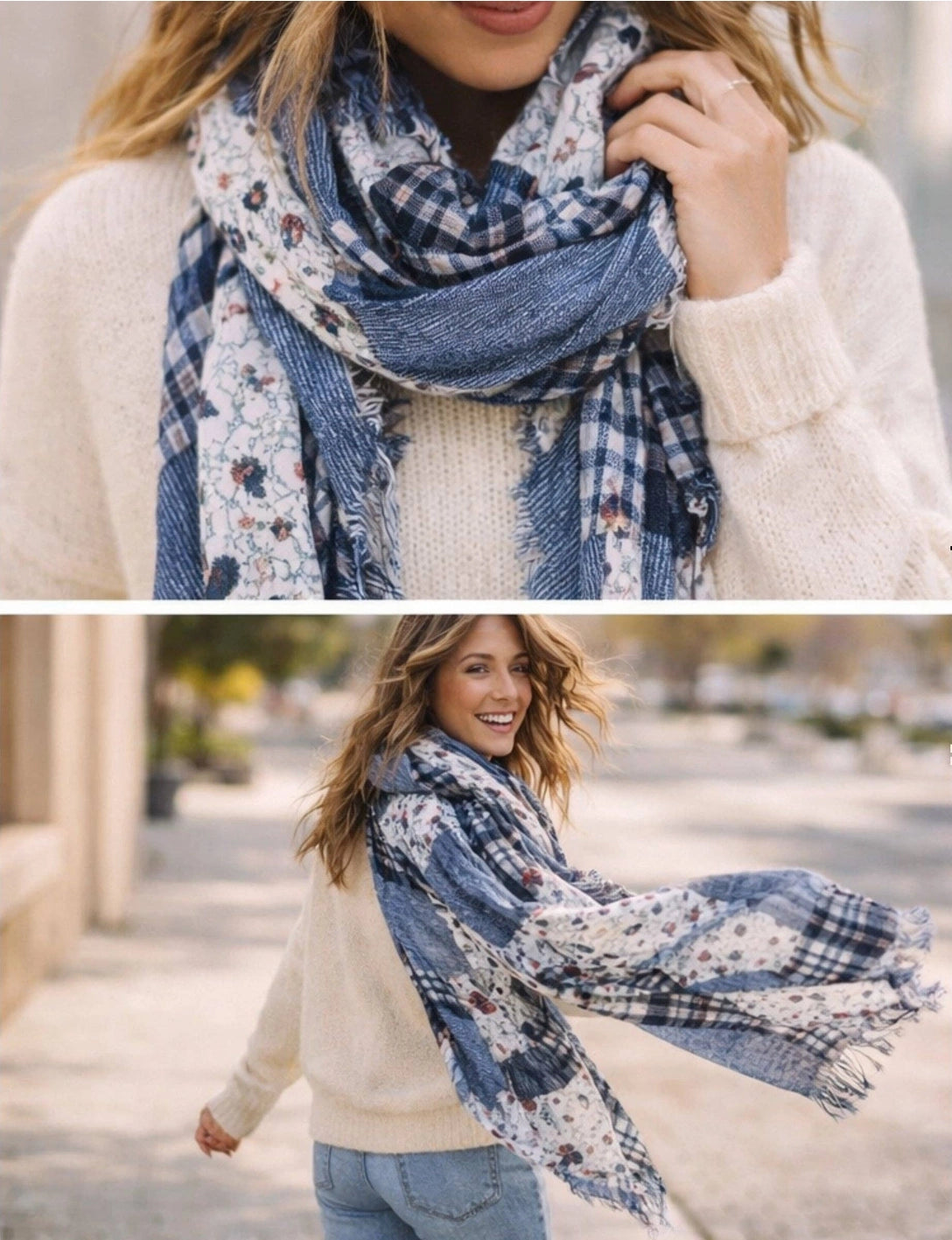 Cabin Comfort Cashmere & Wool Blue Scarf
