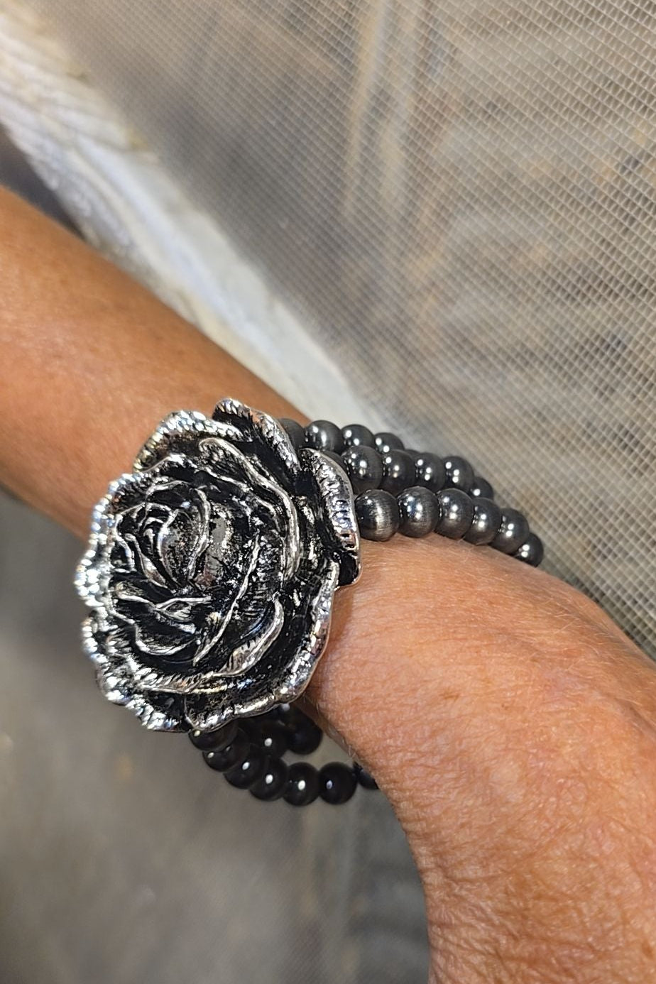 Savannah Silver Rose Bracelet