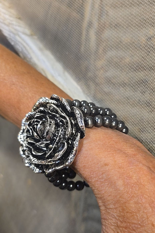 Savannah Silver Rose Bracelet