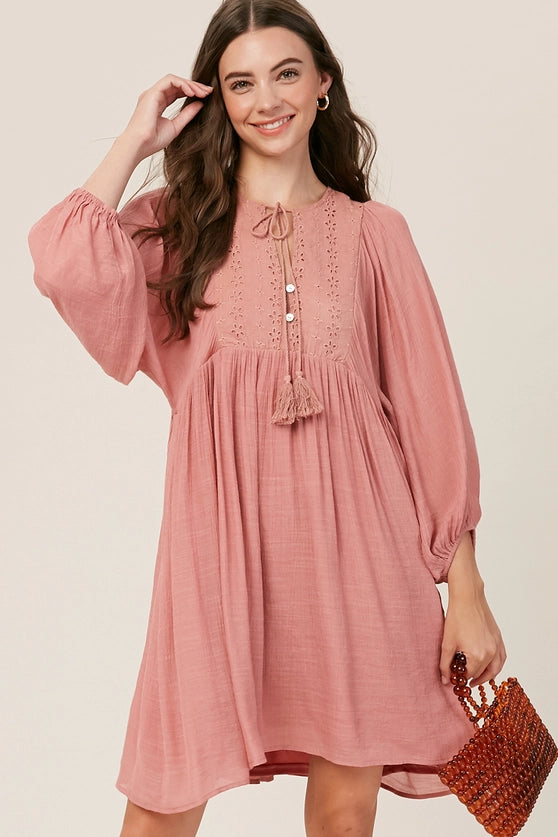 Blushing Flora Long Sleeve Dress