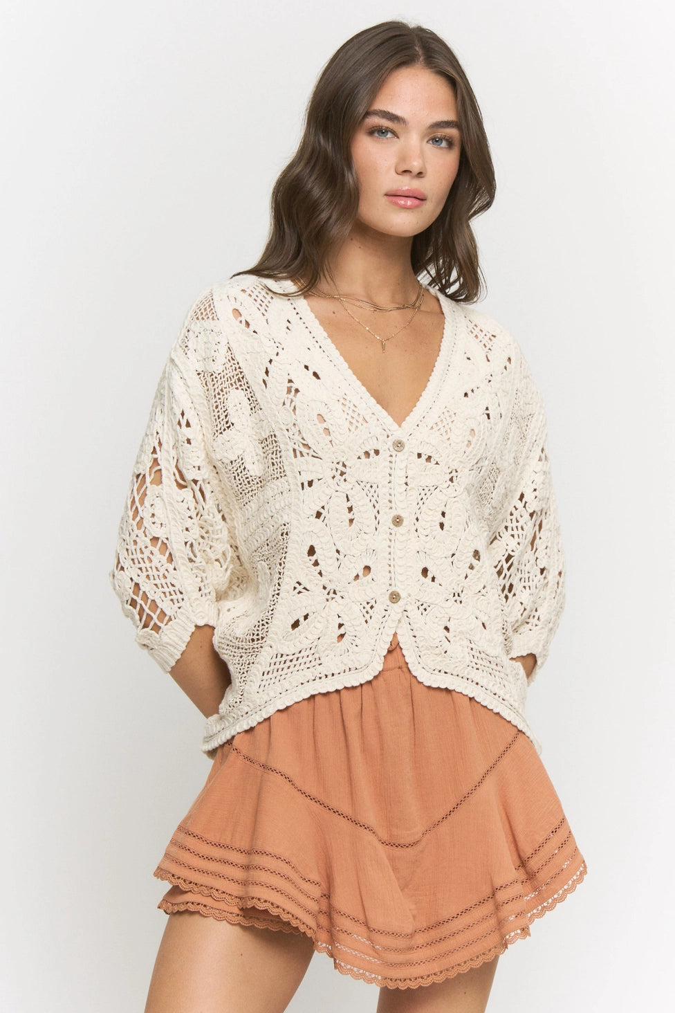 Buttercream Cotton Crochet Cardigan