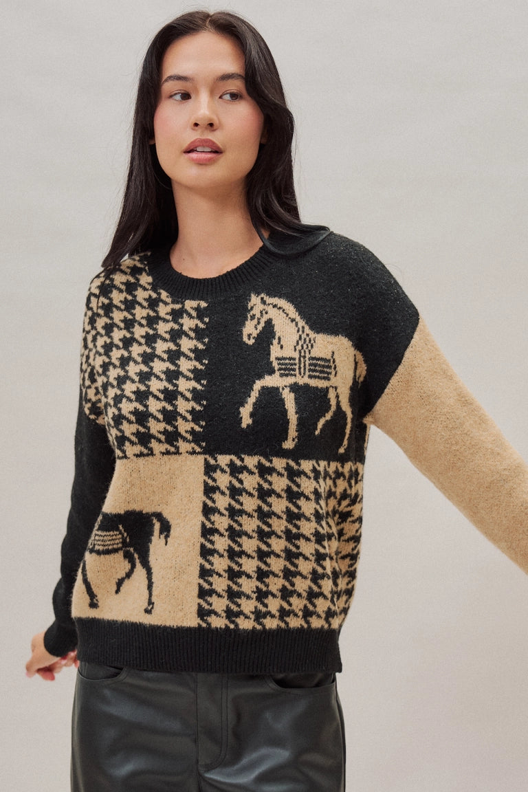 Canter &amp; Houndstooth Sweater