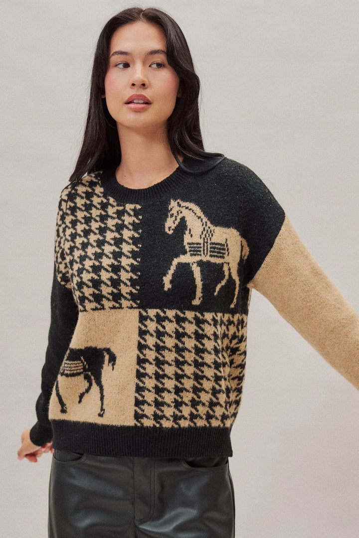 Canter &amp; Houndstooth Sweater