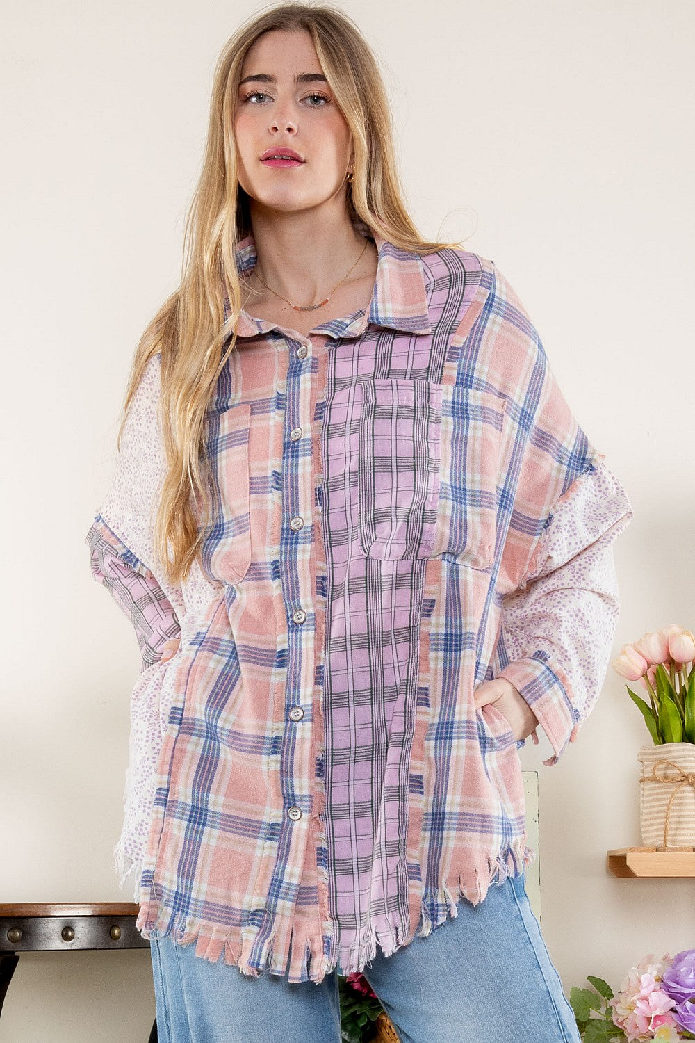 Garden Gingham Mix Top