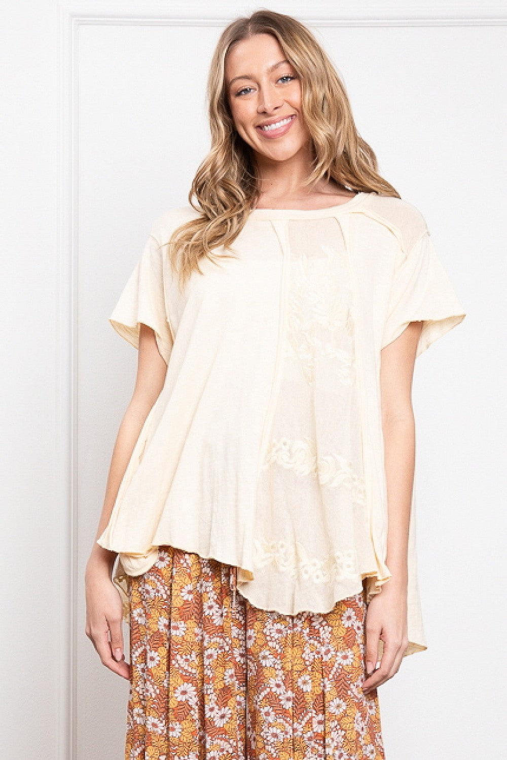 Cream Cascade Lace Top