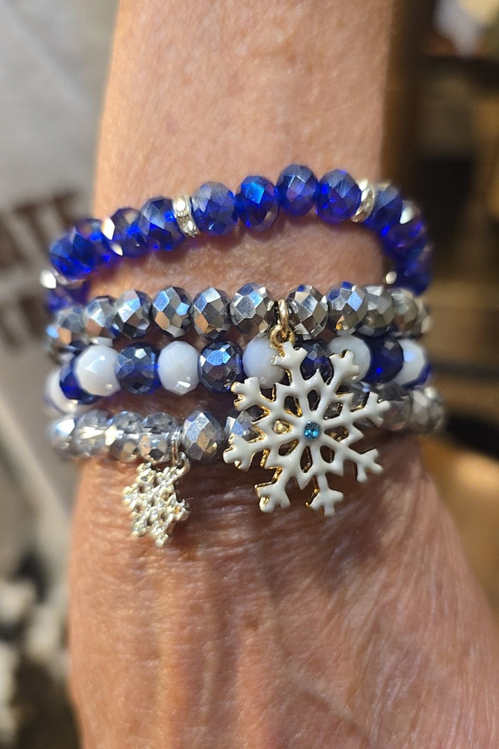 Indigo Snowflake Bracelet Stack