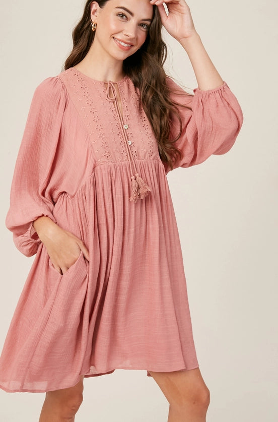 Blushing Flora Long Sleeve Dress
