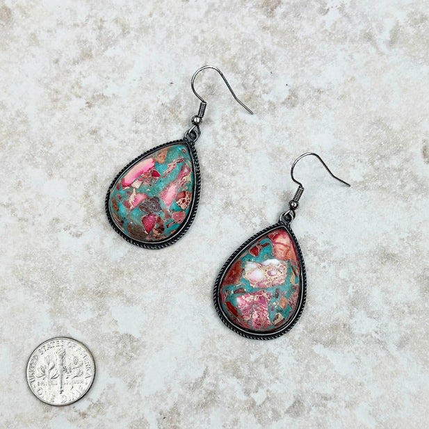 Fiesta Teal Teardrop Earrings