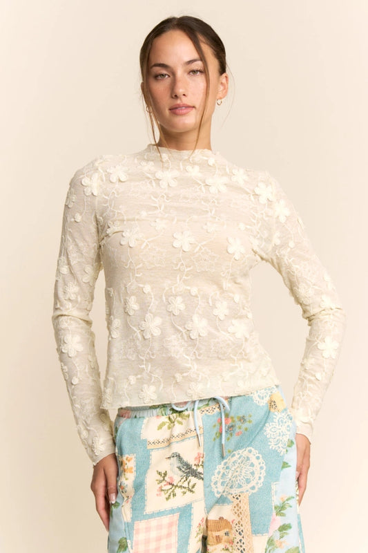 Lovely Cream Mesh Top