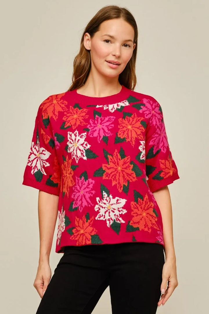 Festive Bloom Woven Top