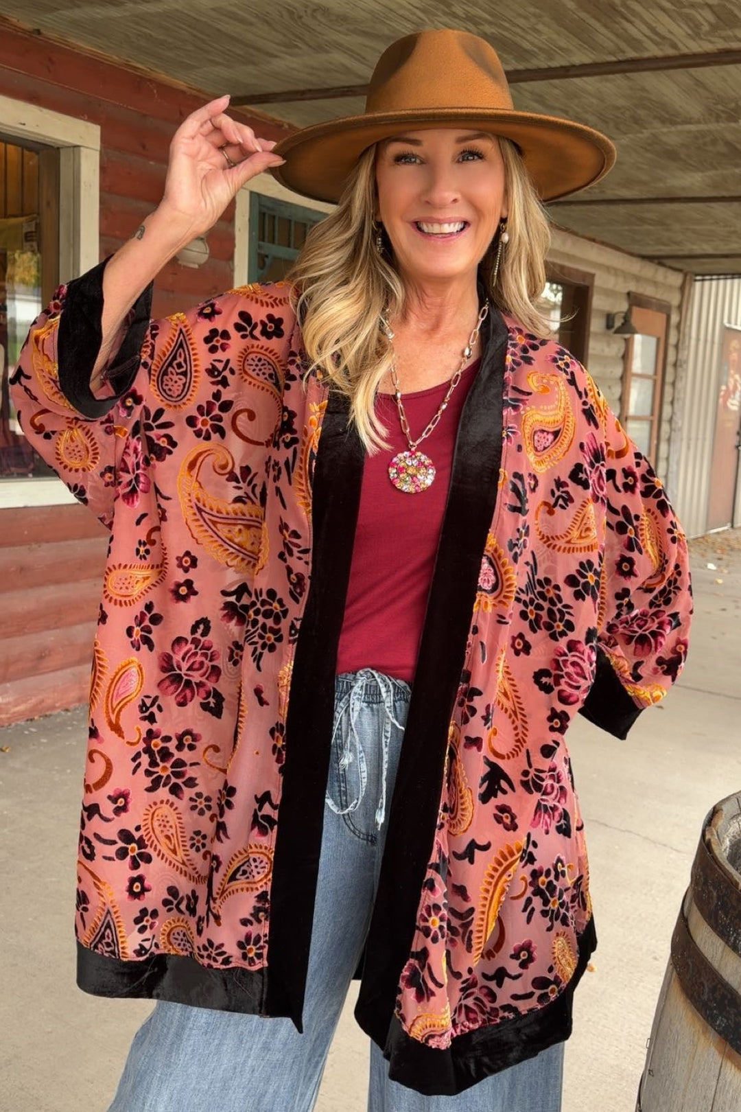 Dusty Rose Burn-Out Duster