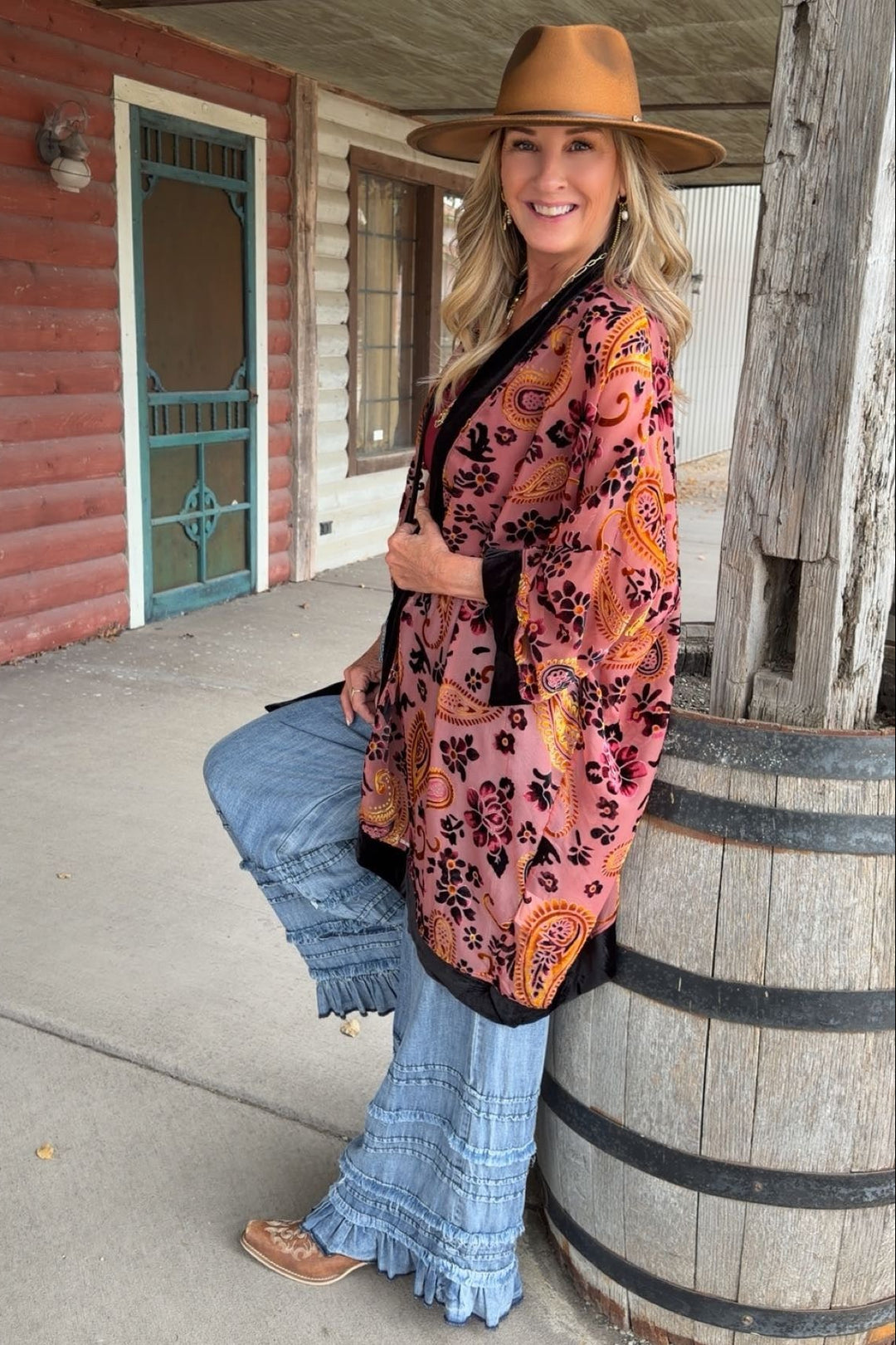 Dusty Rose Burn-Out Duster