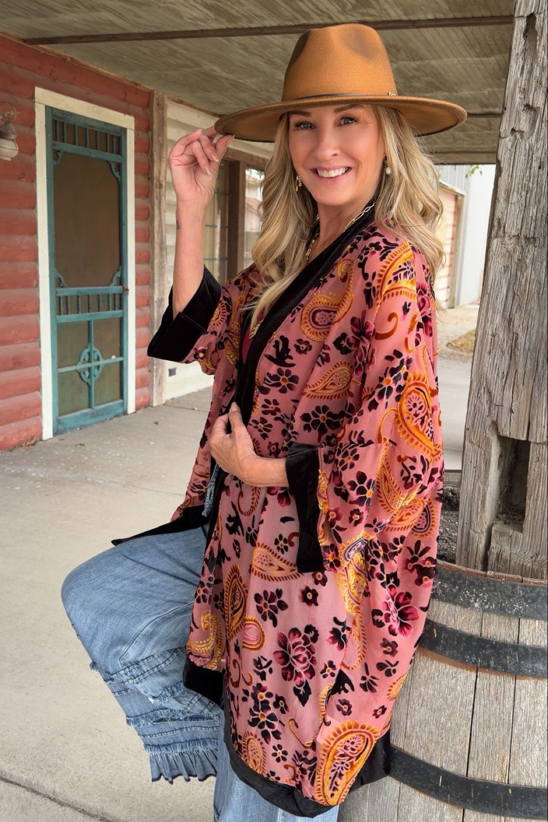 Dusty Rose Burn-Out Duster