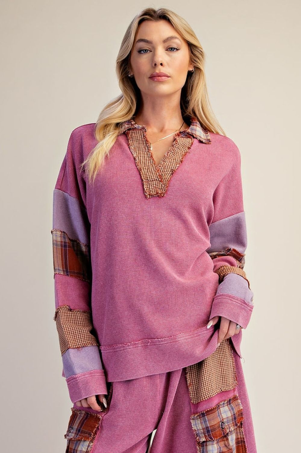 Berry Patchwork Waffle Top