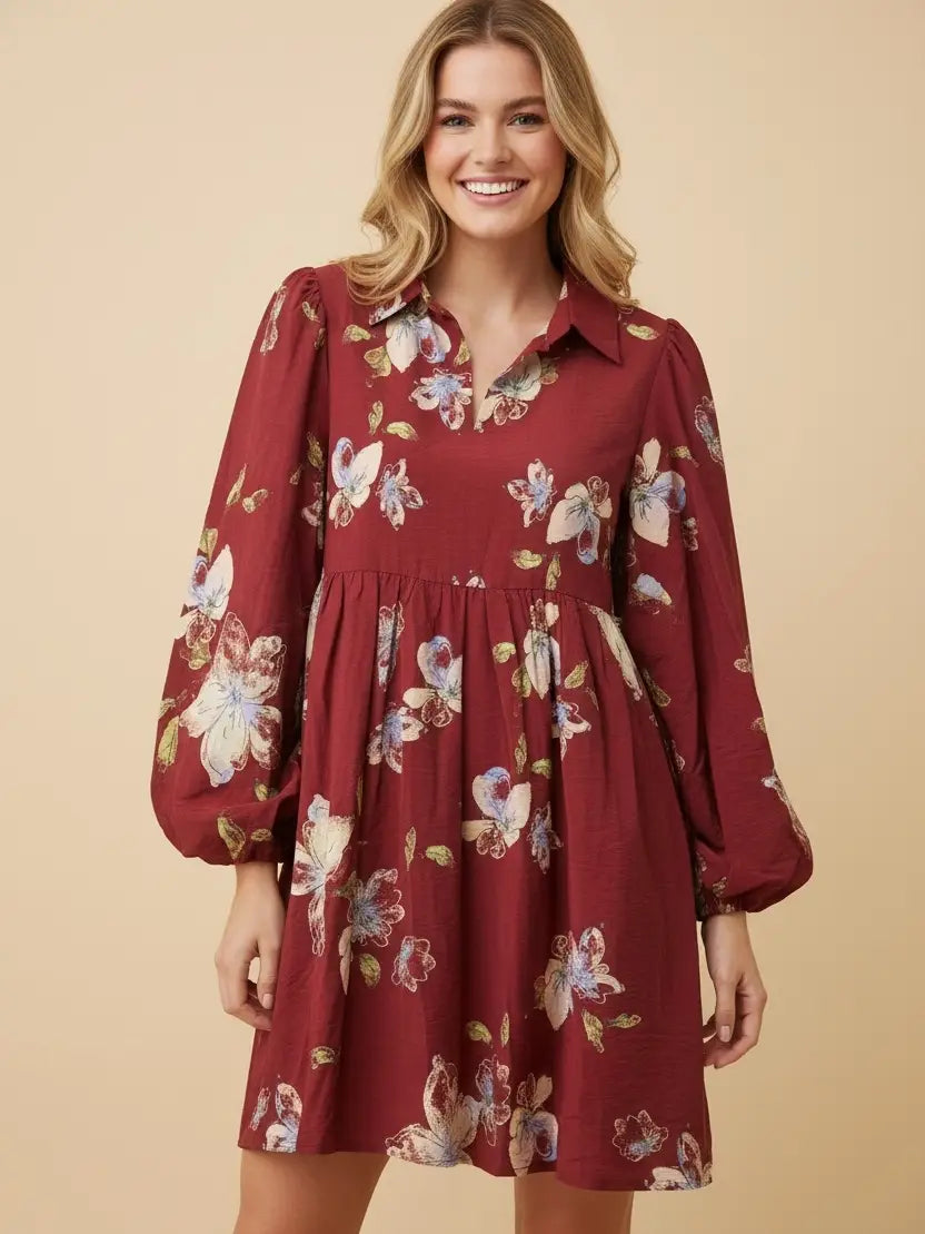 Rustic Rosewood Floral Dress