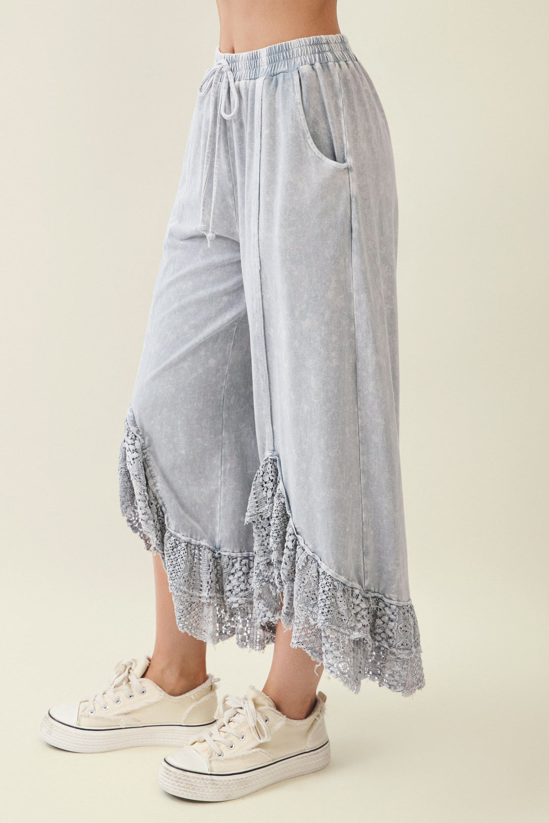 Slate Elegance Lace Pants