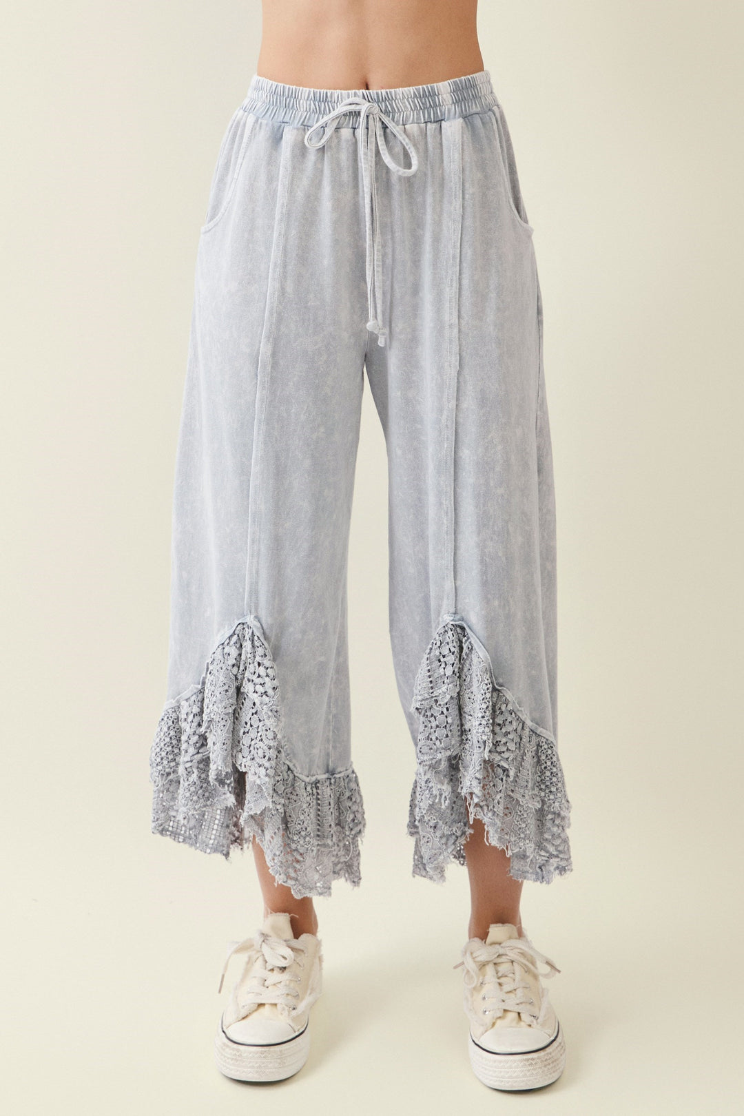 Slate Elegance Lace Pants