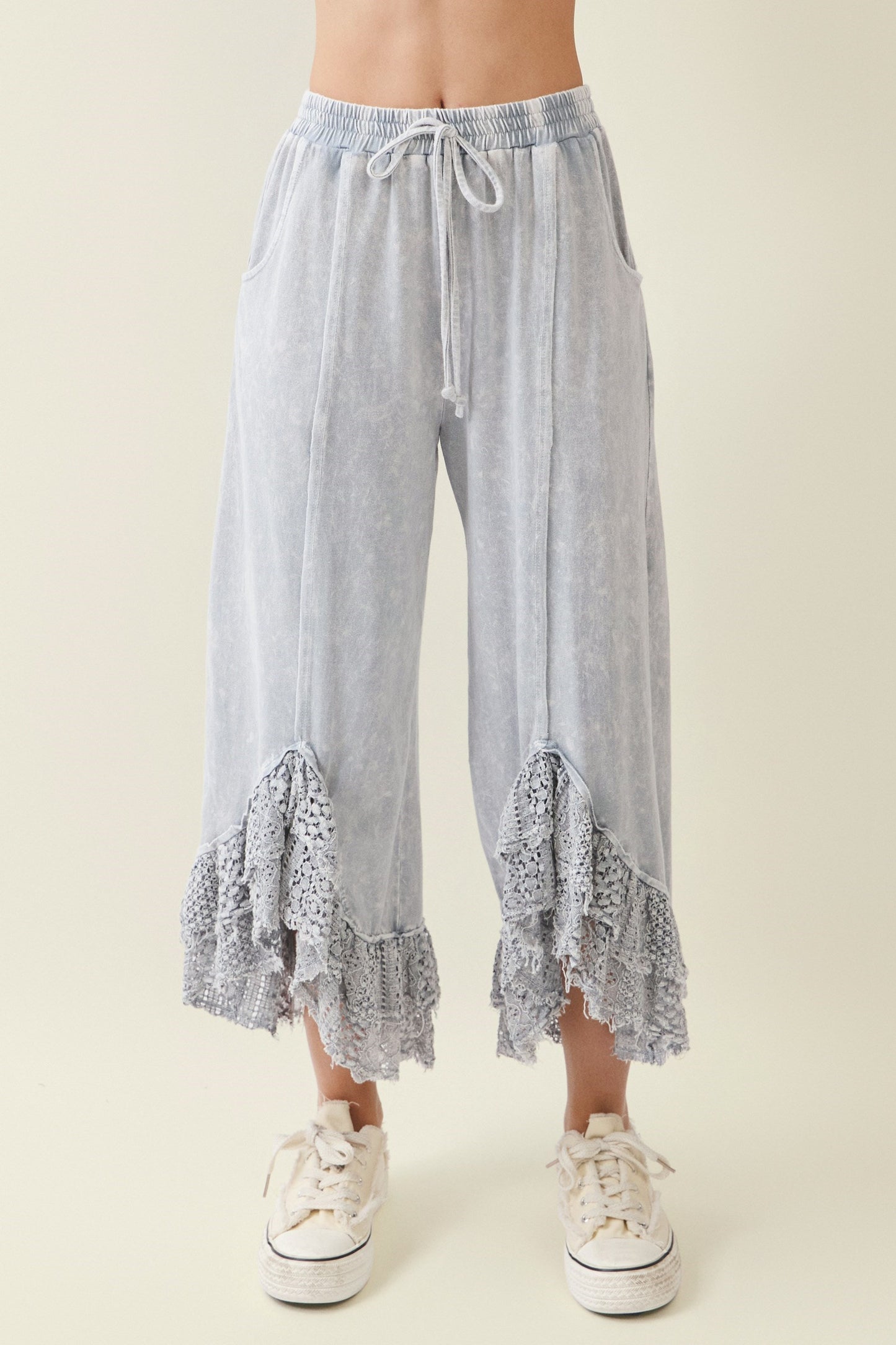 Slate Elegance Lace Pants